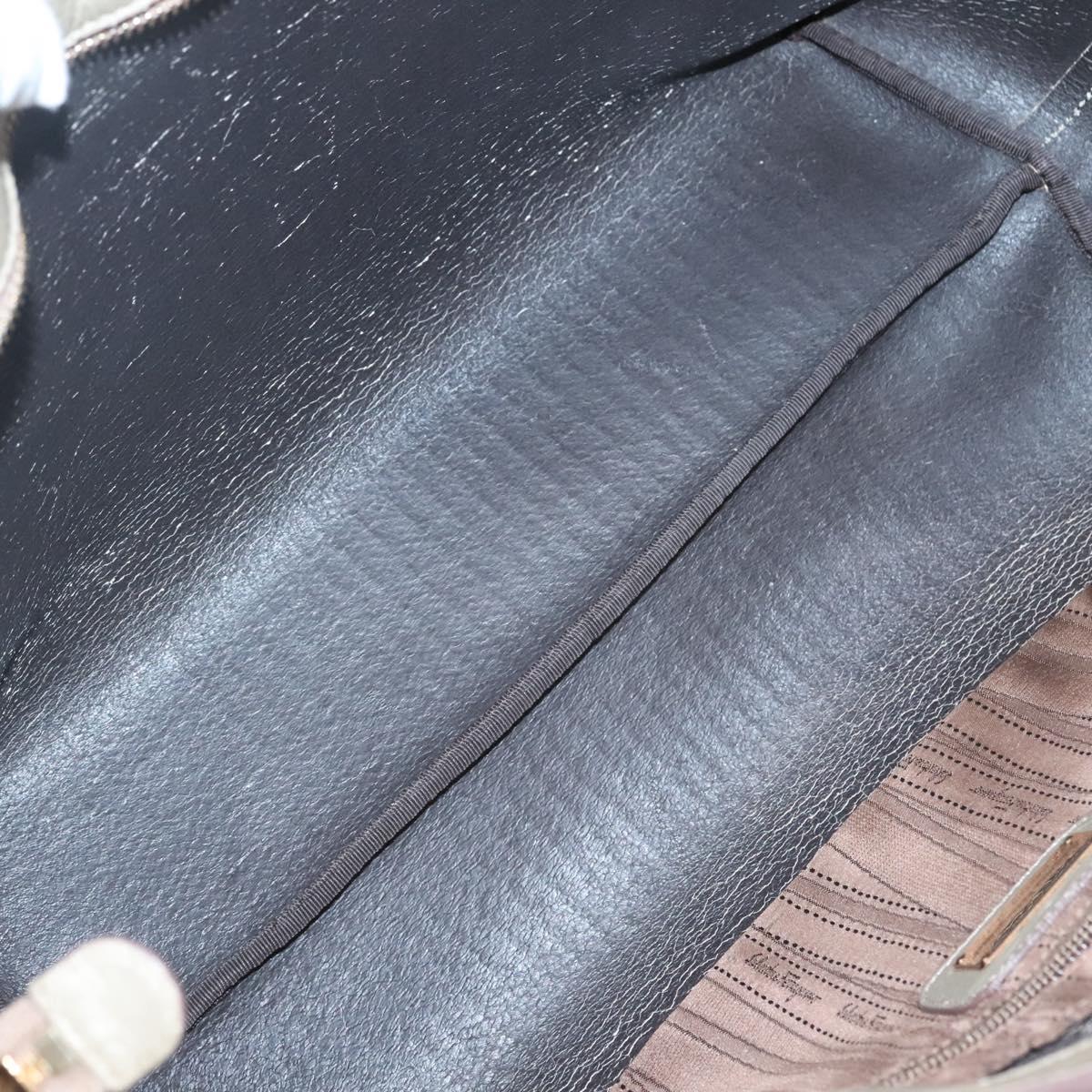 Salvatore Ferragamo Gancini Tote Bag Leather Gold Auth 132423
