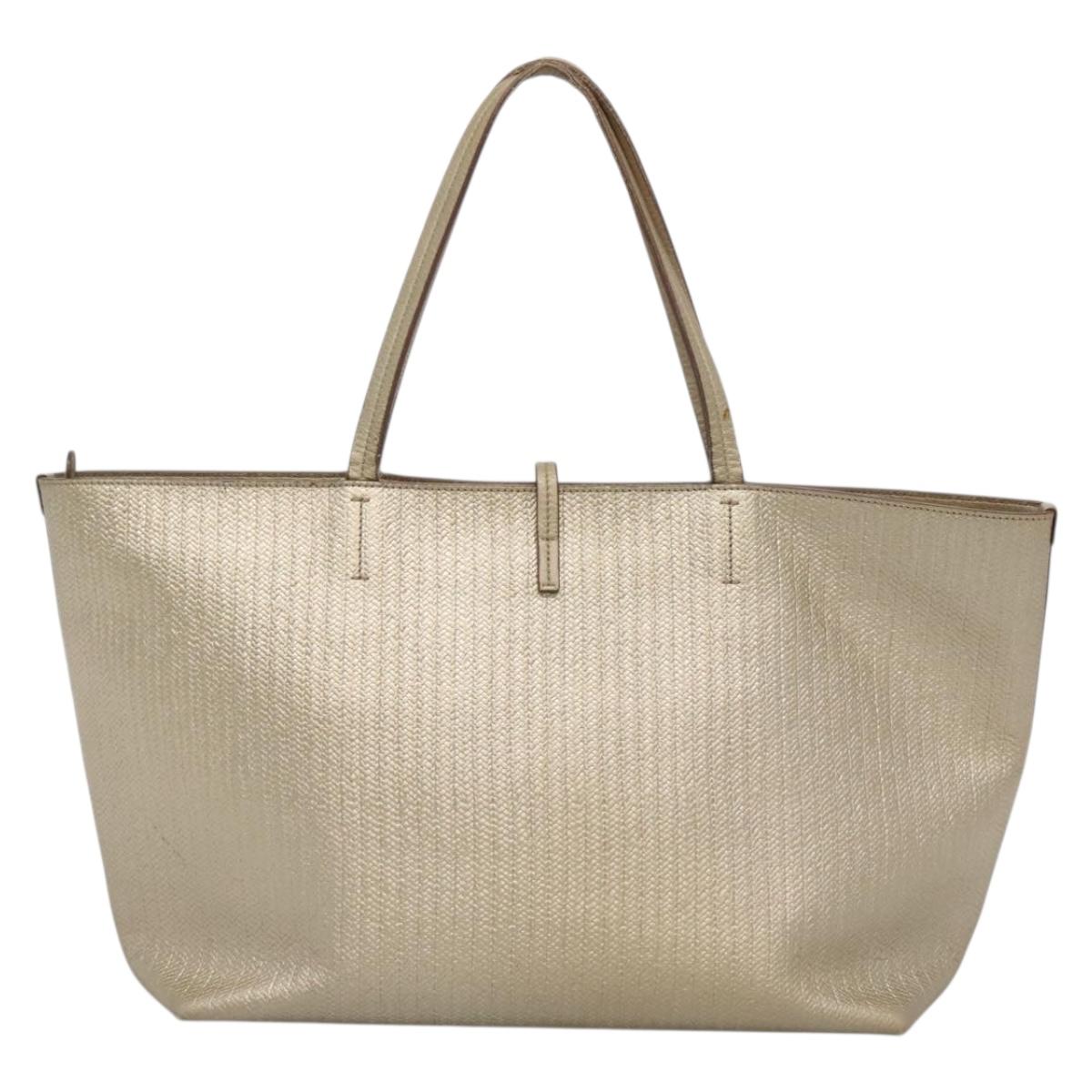 Salvatore Ferragamo Gancini Tote Bag Leather Gold Auth 132423