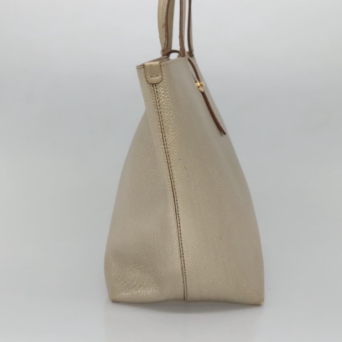 Salvatore Ferragamo Gancini Tote Bag Leather Gold Auth 132423