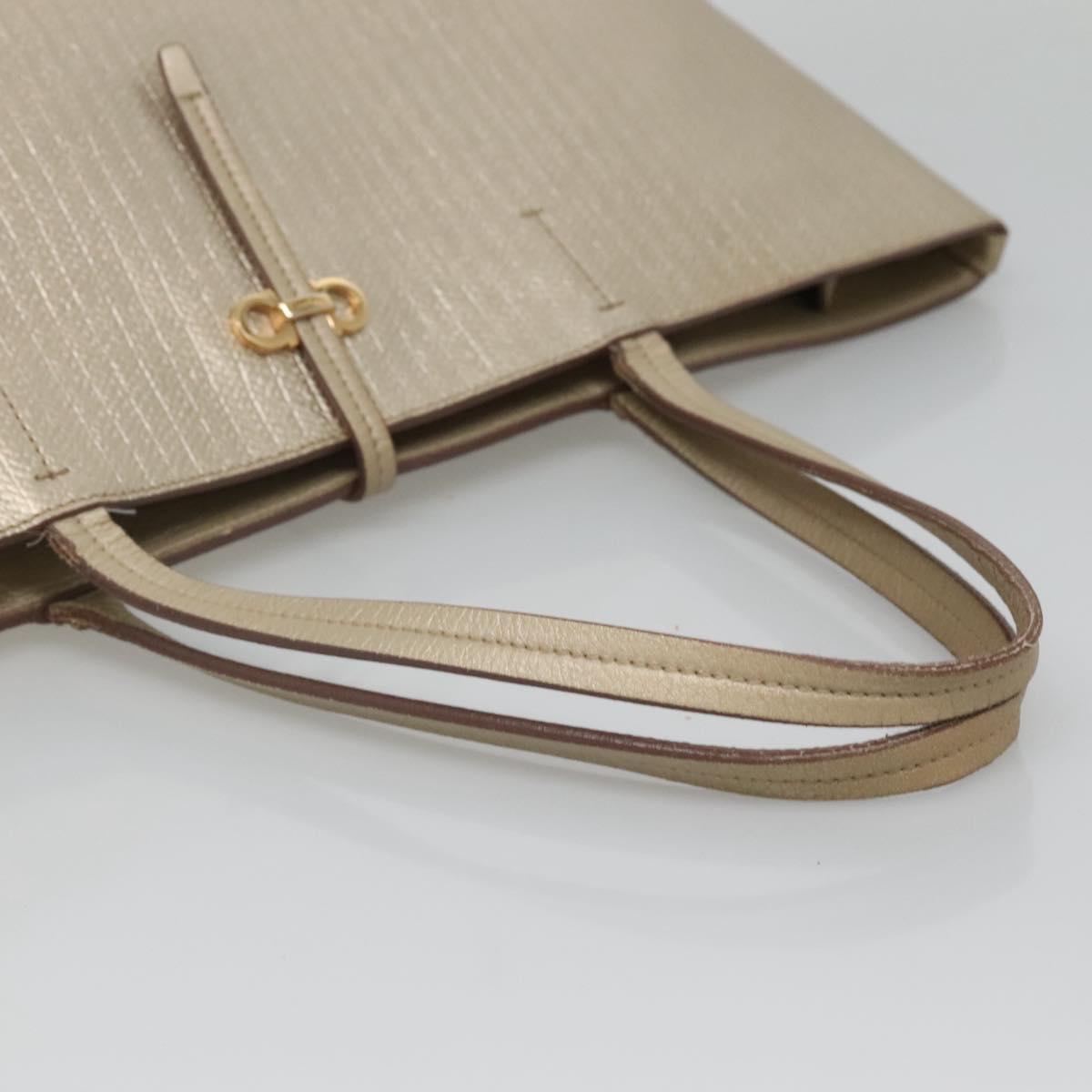 Salvatore Ferragamo Gancini Tote Bag Leather Gold Auth 132423