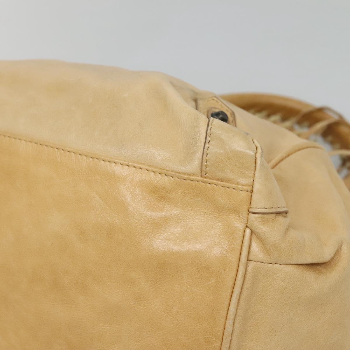 BALENCIAGA The Sunday Hand Bag Leather Beige Auth 132424