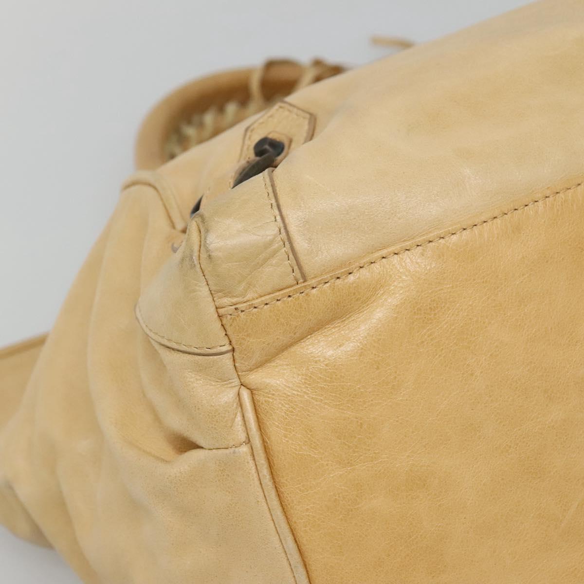 BALENCIAGA The Sunday Hand Bag Leather Beige Auth 132424