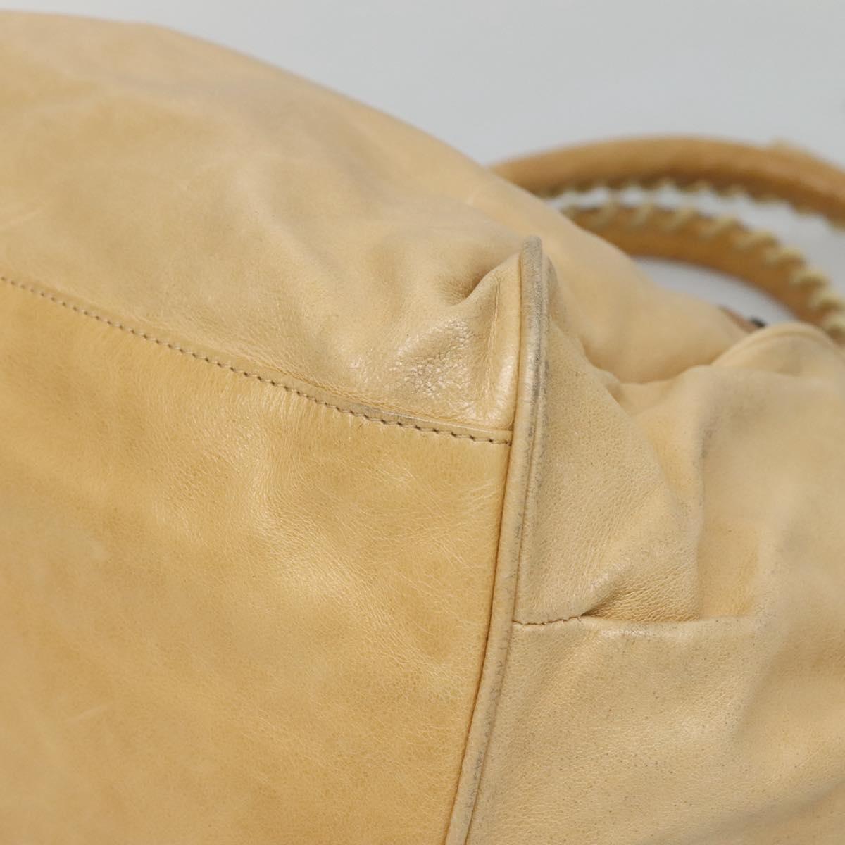 BALENCIAGA The Sunday Hand Bag Leather Beige Auth 132424