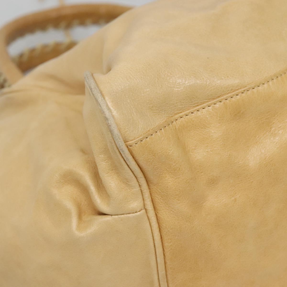 BALENCIAGA The Sunday Hand Bag Leather Beige Auth 132424
