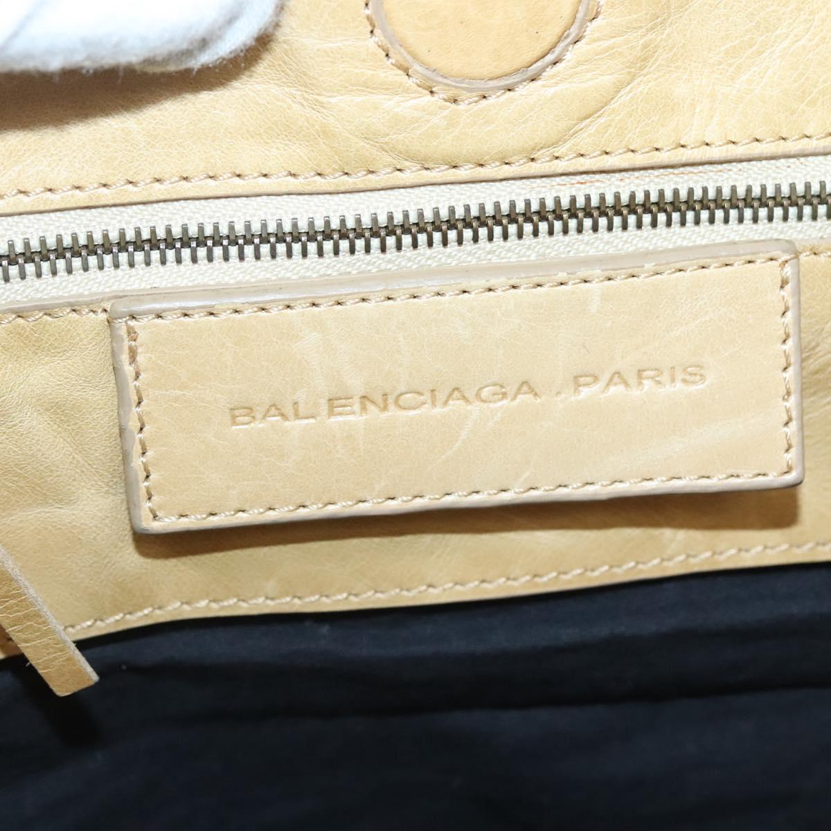 BALENCIAGA The Sunday Hand Bag Leather Beige Auth 132424