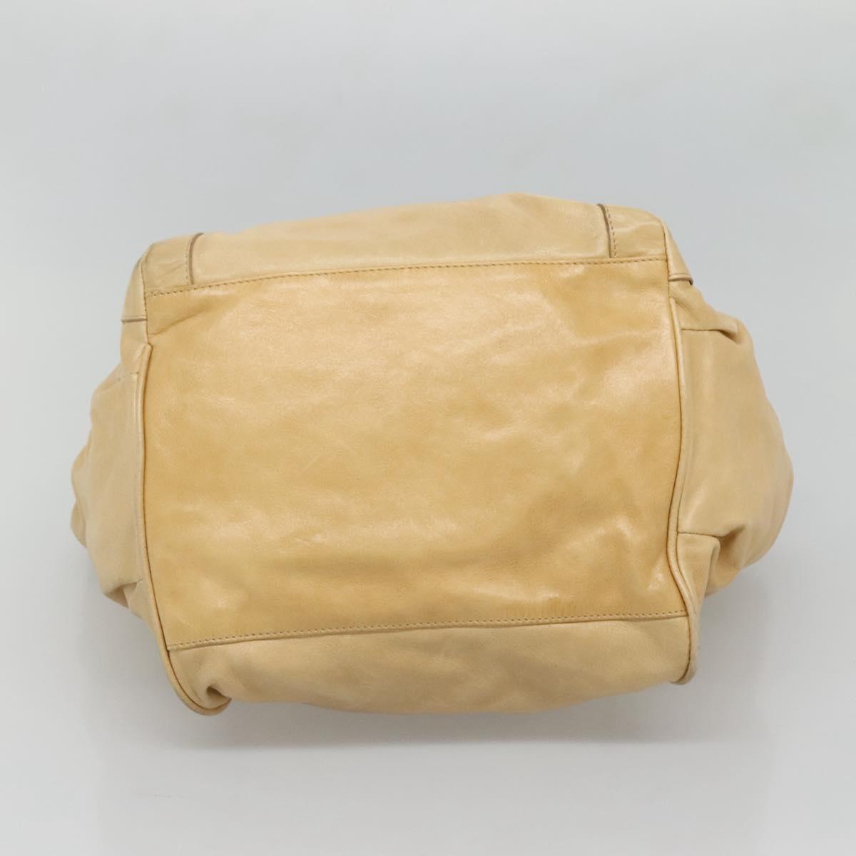 BALENCIAGA The Sunday Hand Bag Leather Beige Auth 132424