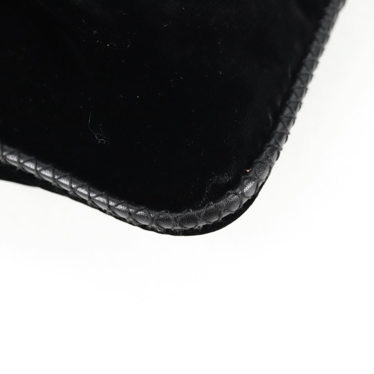 PRADA Hand Bag Velor Black Gold Auth 132428V