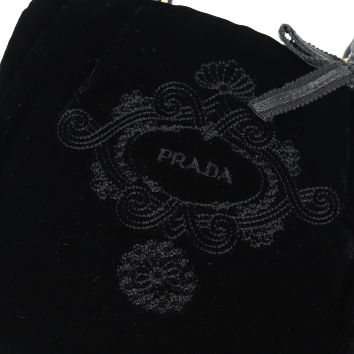 PRADA Hand Bag Velor Black Gold Auth 132428V