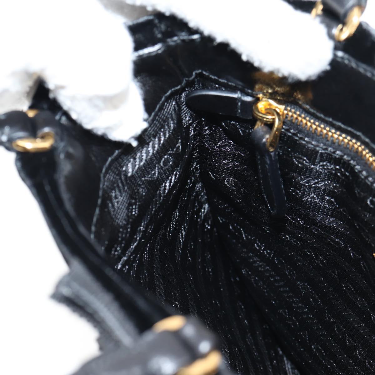 PRADA Hand Bag Velor Black Gold Auth 132428V