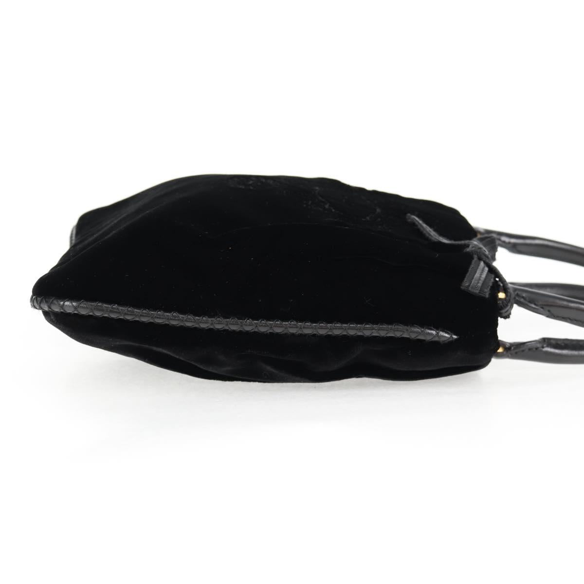 PRADA Hand Bag Velor Black Gold Auth 132428V