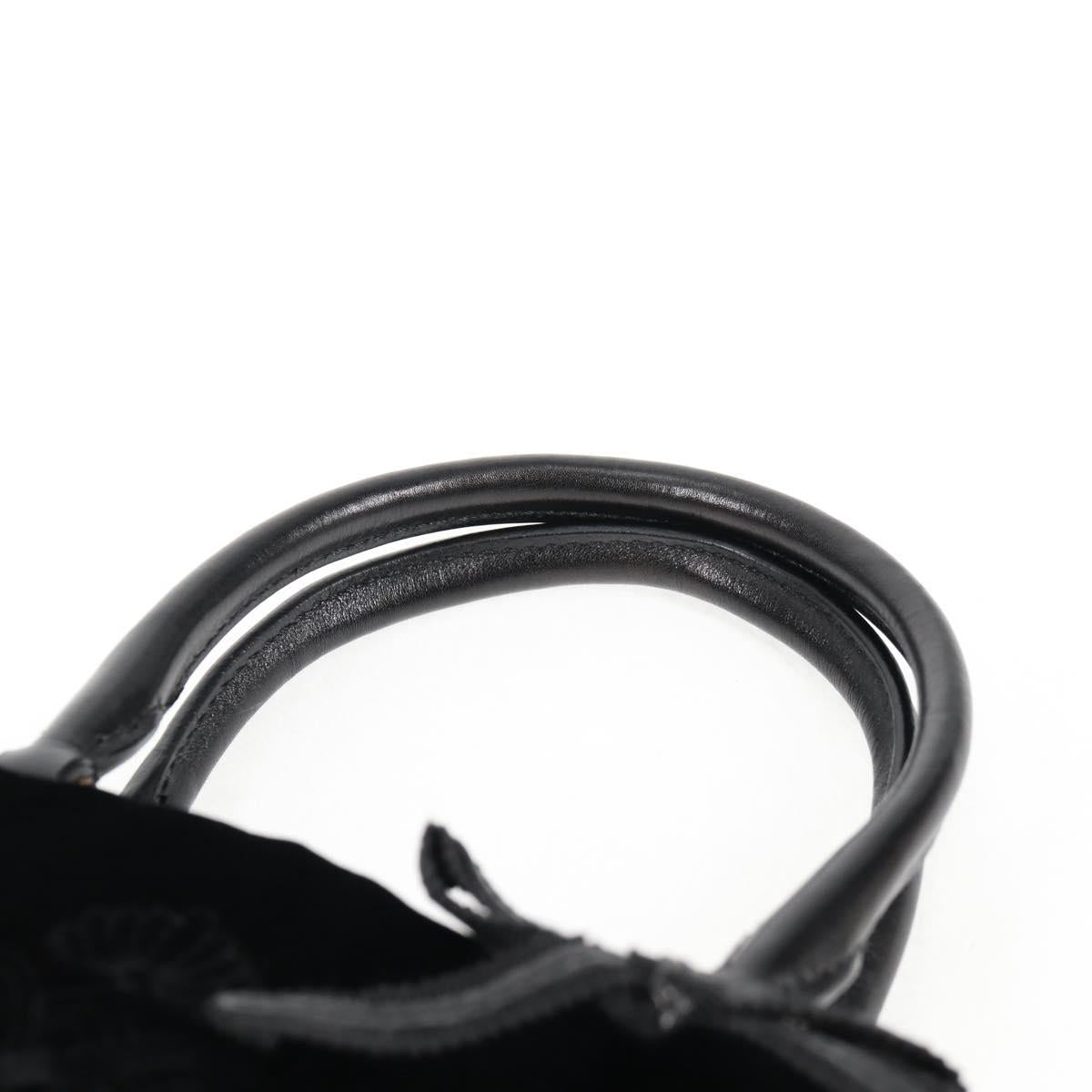 PRADA Hand Bag Velor Black Gold Auth 132428V