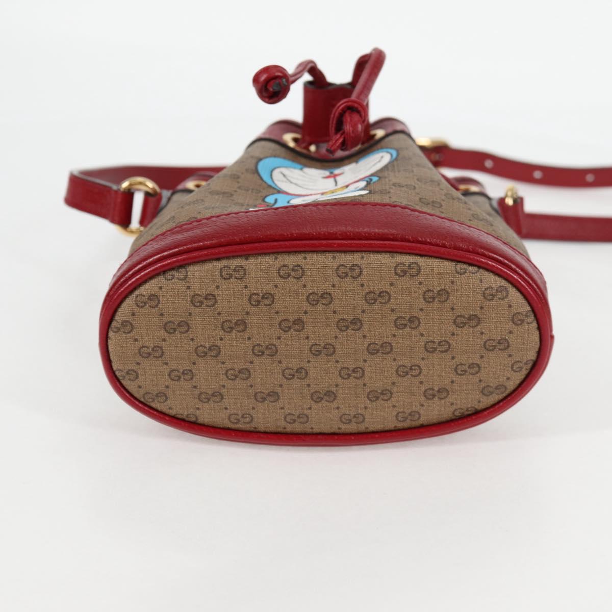 GUCCI Micro GG Supreme Doraemon Collaboration Bag PVC Beige Gold Auth 132450A