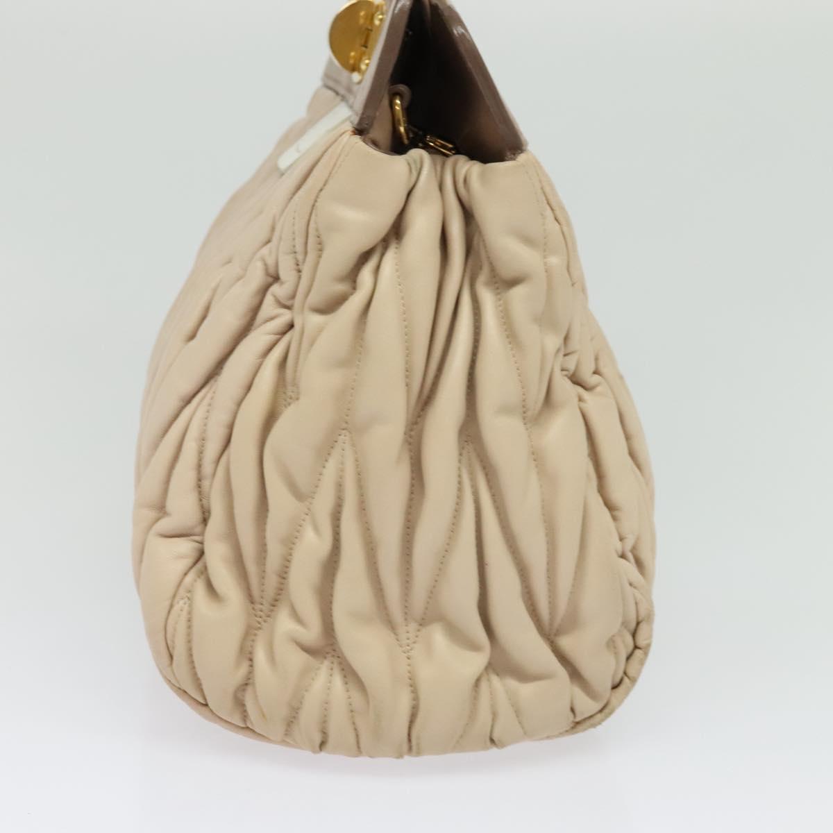 Miu Miu Matelasse Hand Bag Leather 2way Beige Gold Auth 132451