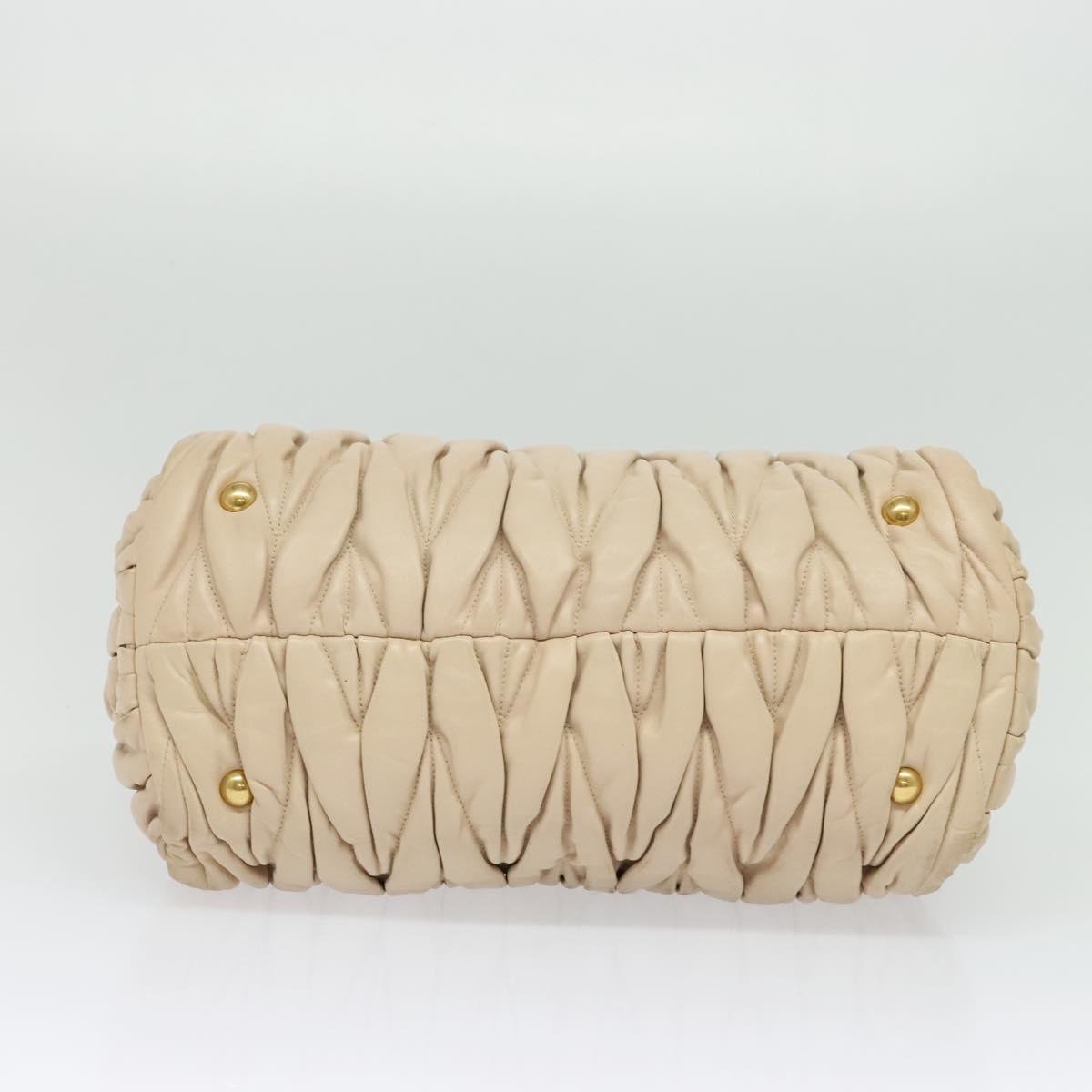 Miu Miu Matelasse Hand Bag Leather 2way Beige Gold Auth 132451