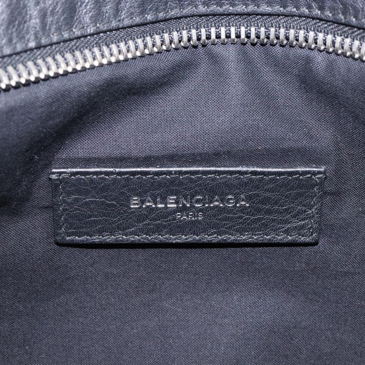BALENCIAGA Clutch Bag Leather Black 494040 Auth 132454