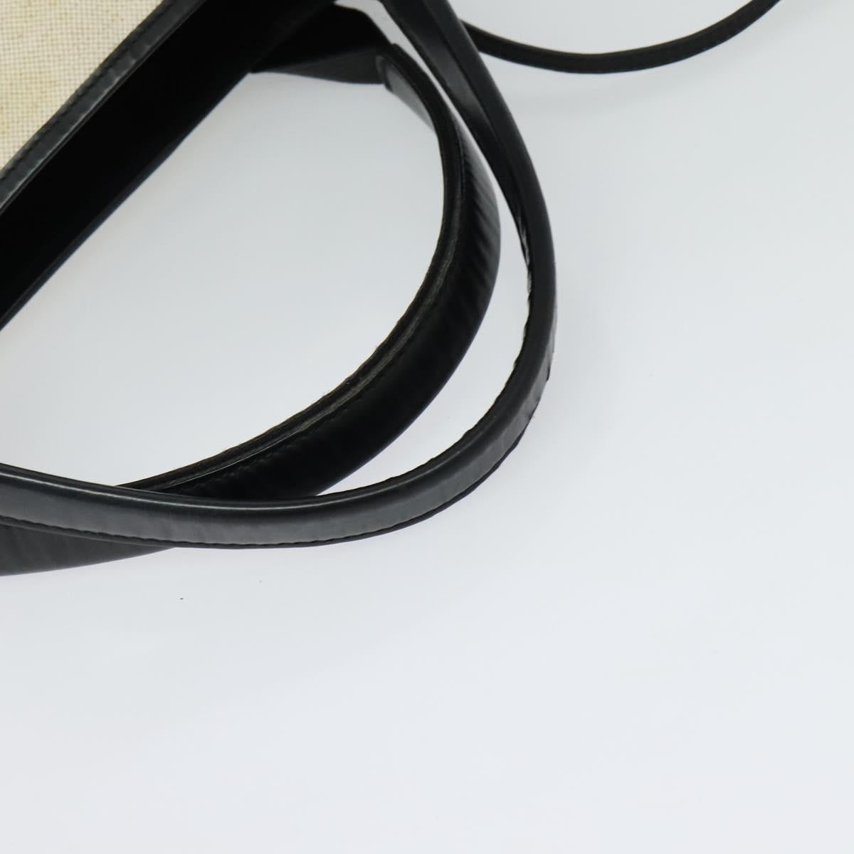 BALENCIAGA Navy Kabas Hand Bag Canvas Ivory Silver Auth 132455