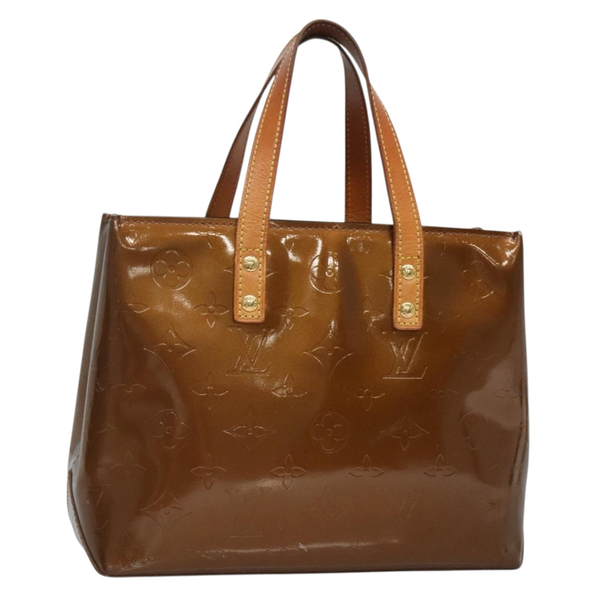 LOUIS VUITTON Monogram Vernis Reade PM Hand Bag Bronze M91146 LV Auth 132465