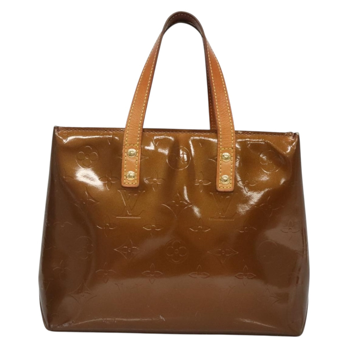 LOUIS VUITTON Monogram Vernis Reade PM Hand Bag Bronze M91146 LV Auth 132465