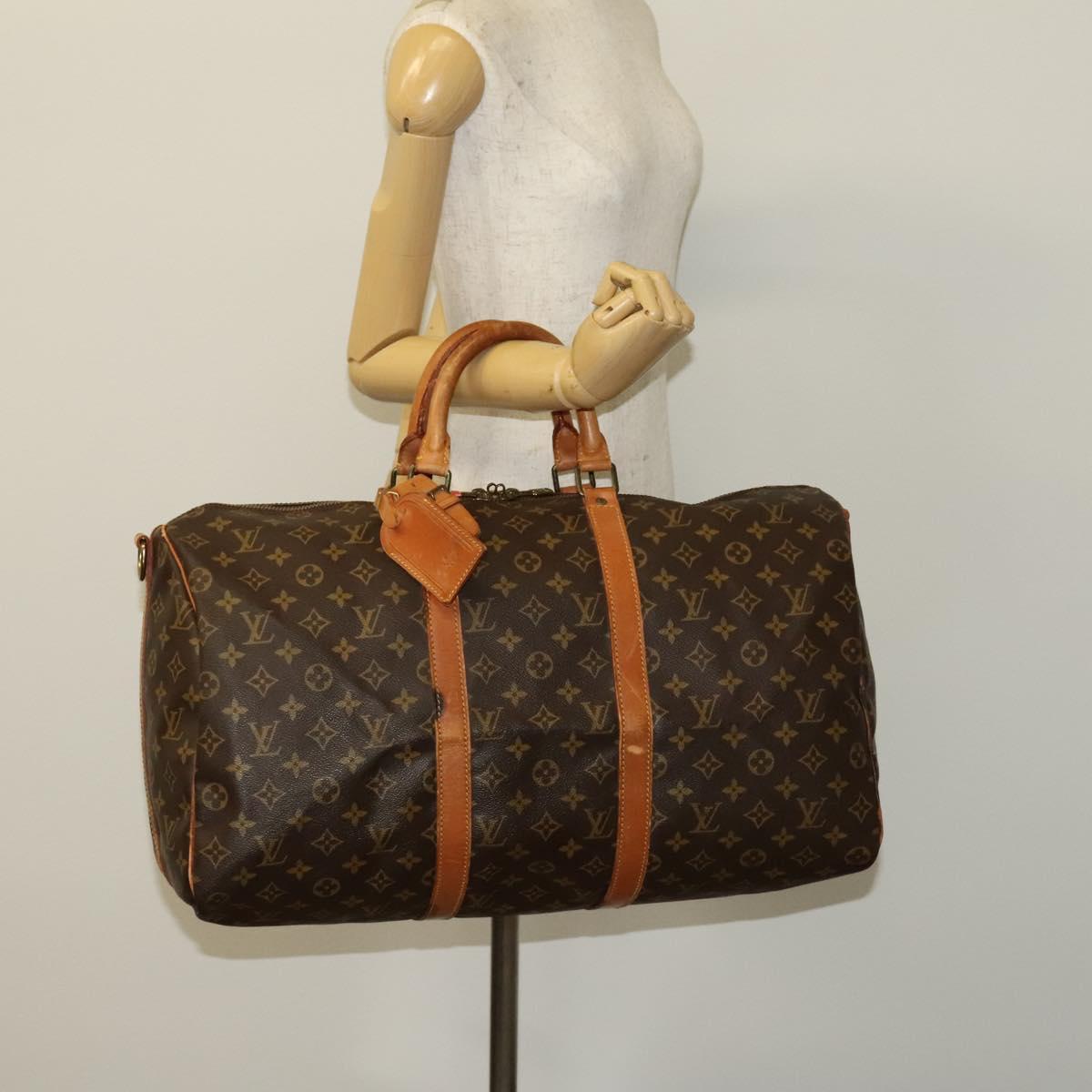 LOUIS VUITTON Monogram Keepall Bandouliere 50 Boston Bag M41416 LV Auth 132469