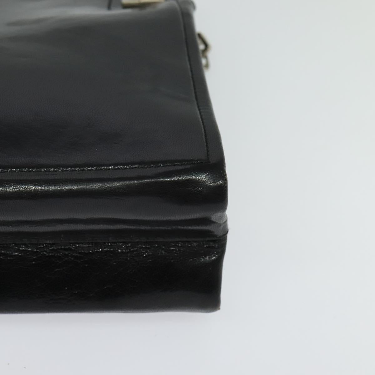 BALLY Chain Tote Bag Leather Black Silver Auth 132476