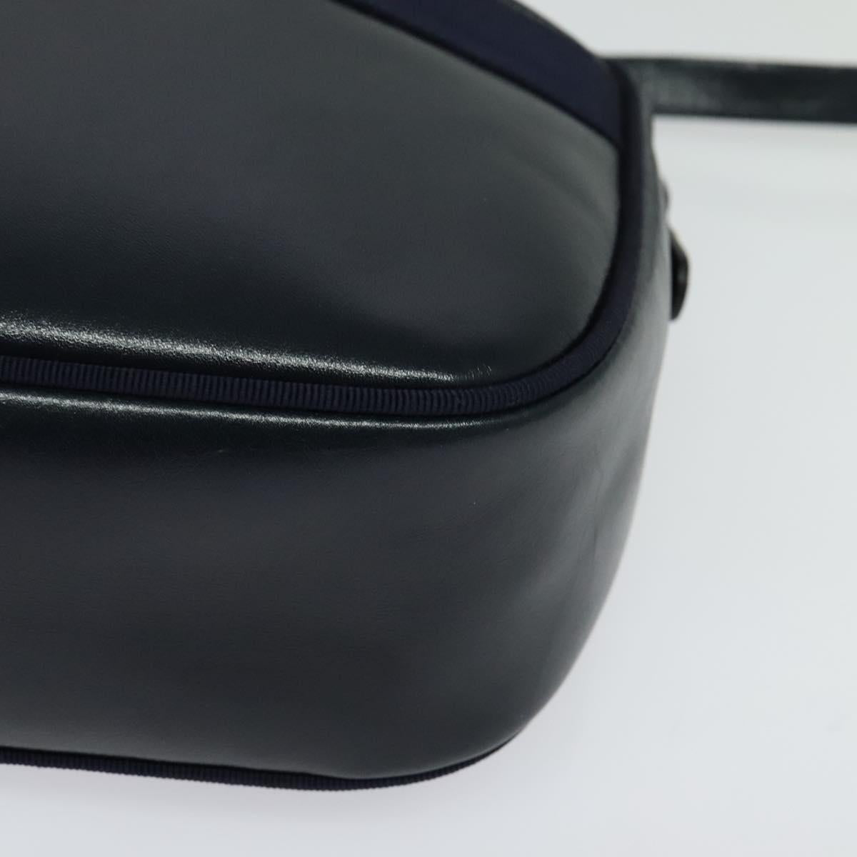 Salvatore Ferragamo Vala Shoulder Bag Leather Navy Gold Auth 132480