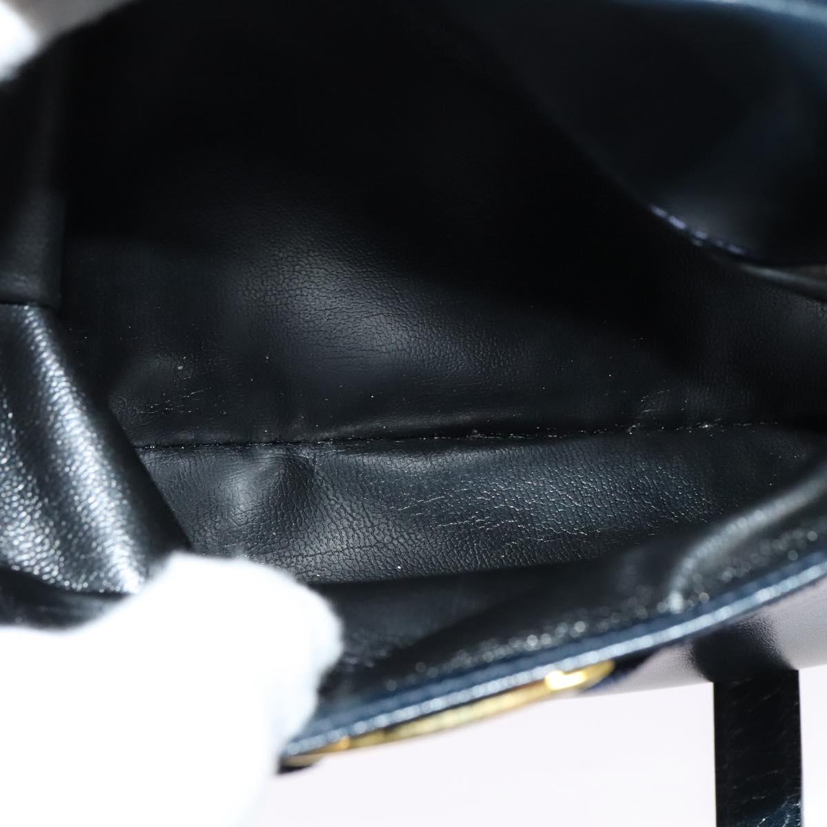 Salvatore Ferragamo Vala Shoulder Bag Leather Navy Gold Auth 132480