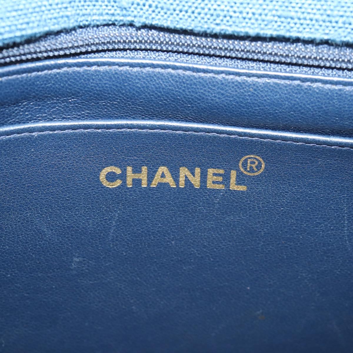 CHANEL Diana Flap Chain Shoulder Bag Canvas Blue Gold CC Auth 132485SM