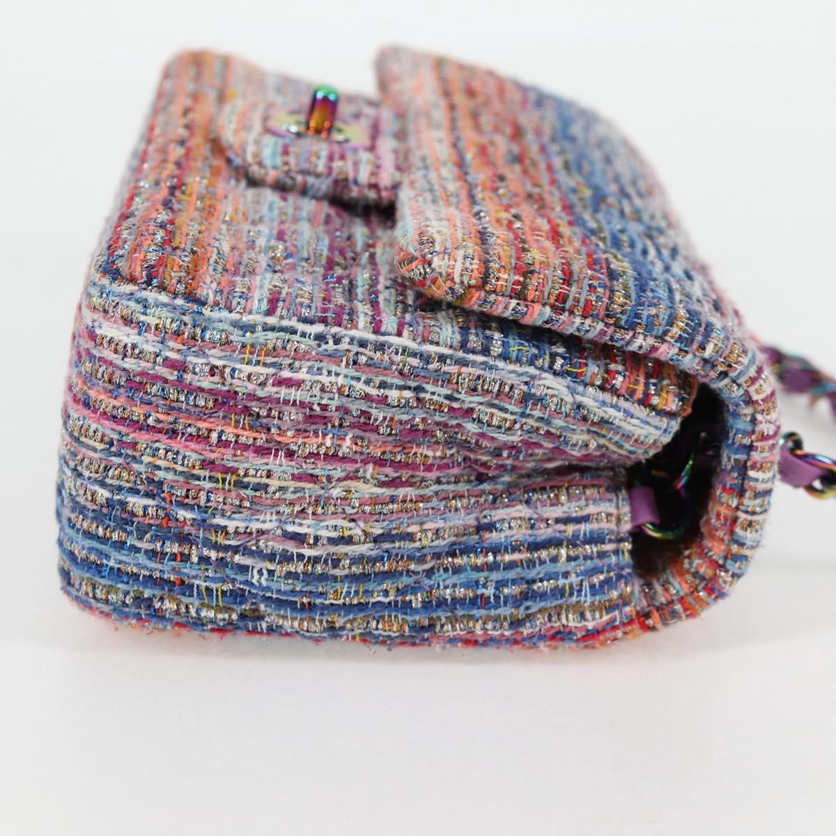 CHANEL Matelasse Chain Shoulder Bag Tweed Multicolor CC Auth 132486SM
