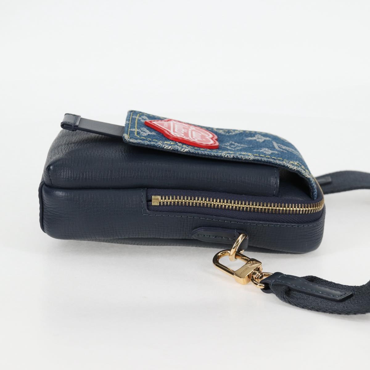 LOUIS VUITTON LV Squared Double Phone Pouch Blue M81060 LV Auth 132489M