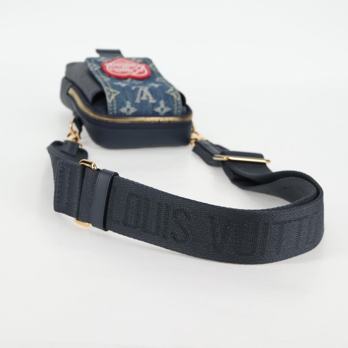 LOUIS VUITTON LV Squared Double Phone Pouch Blue M81060 LV Auth 132489M