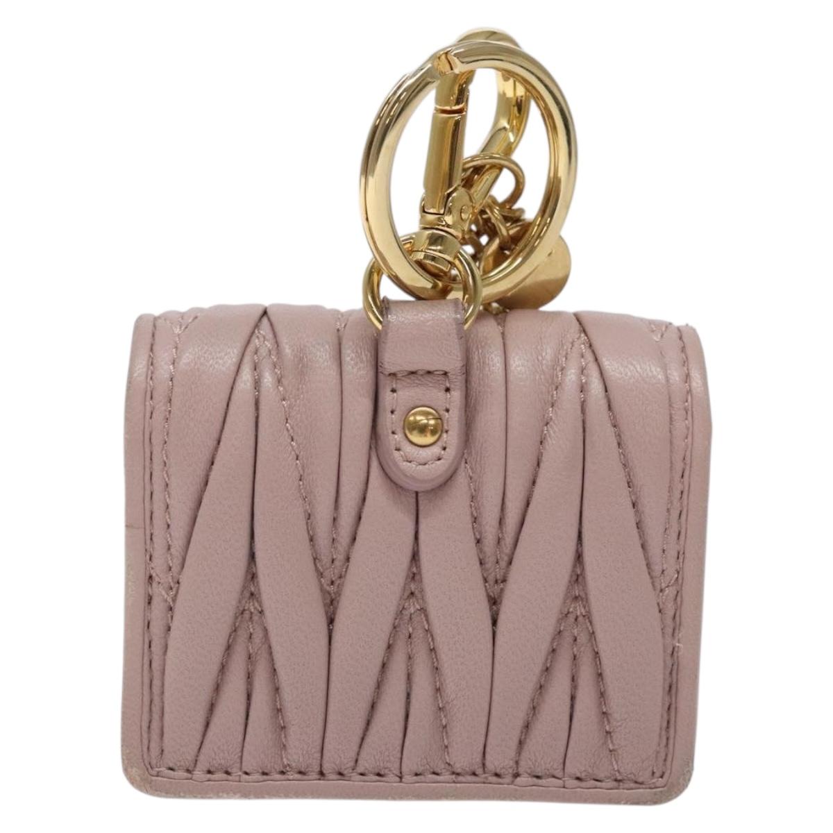 Miu Miu Matelasse Neck Pouch Shoulder Bag Leather Pink Gold Auth 132494