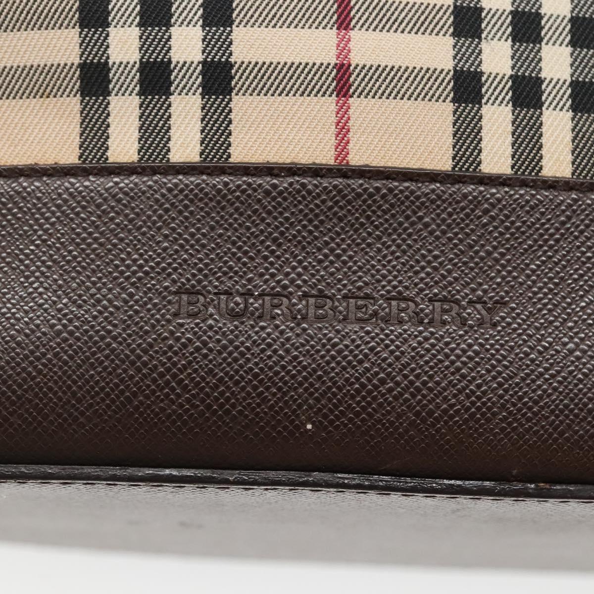 BURBERRY Nova Check Tote Bag Canvas Beige Silver Auth 132506