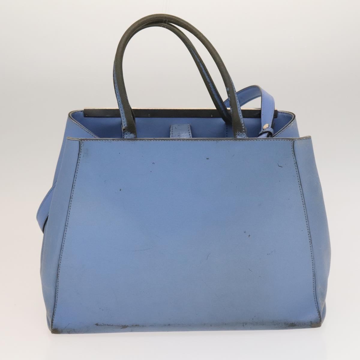 FENDI Zucca Canvas Hand Bag Leather 2Set Light Blue Black Brown Auth 132508