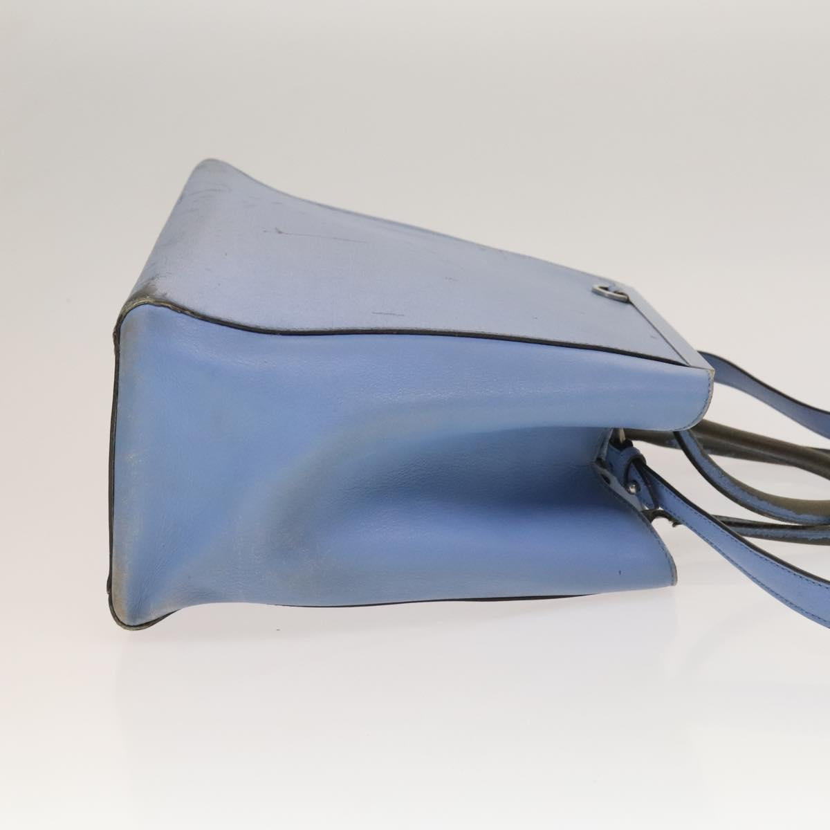 FENDI Zucca Canvas Hand Bag Leather 2Set Light Blue Black Brown Auth 132508