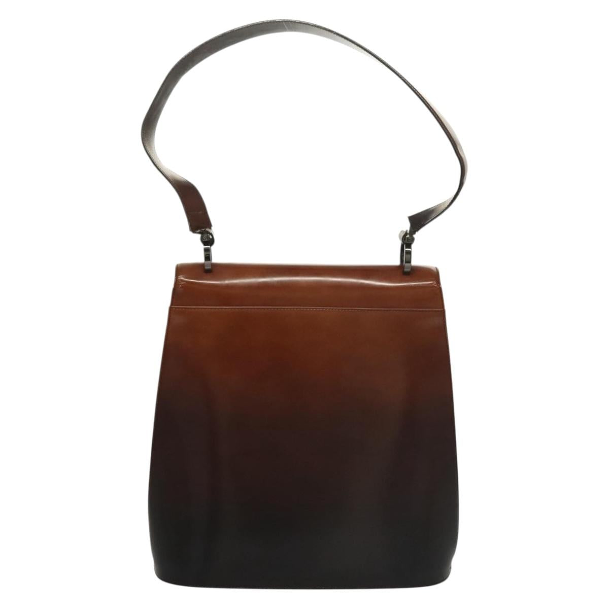 Salvatore Ferragamo Gancini Shoulder Bag Leather Brown Auth 132512