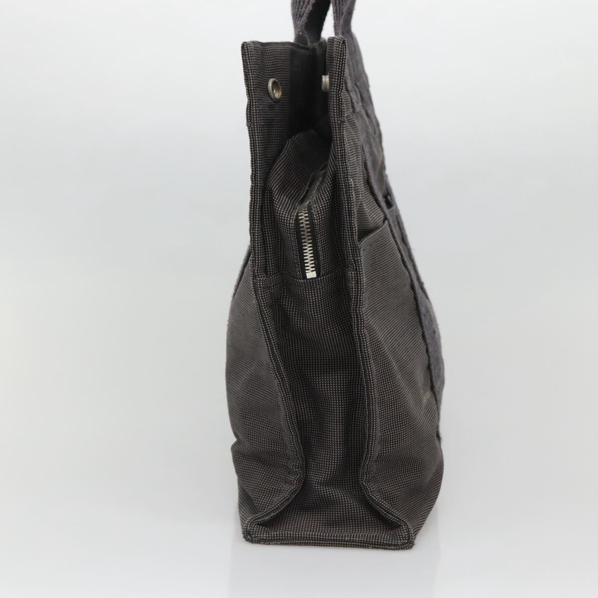 HERMES Her Line MM Tote Bag Canvas Gray Silver Auth 132513