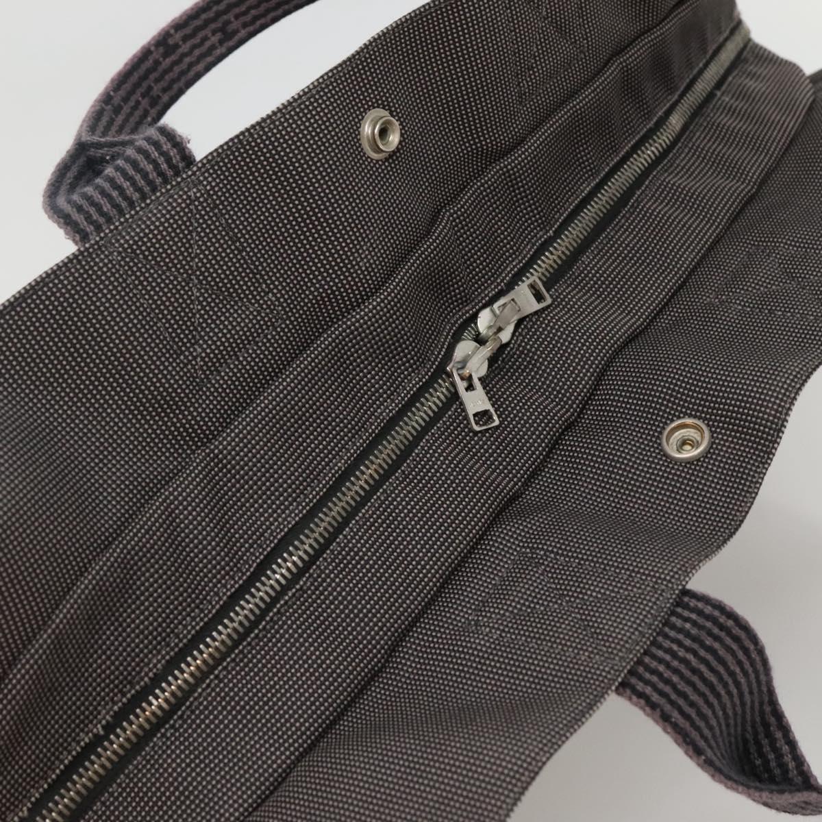 HERMES Her Line MM Tote Bag Canvas Gray Silver Auth 132513