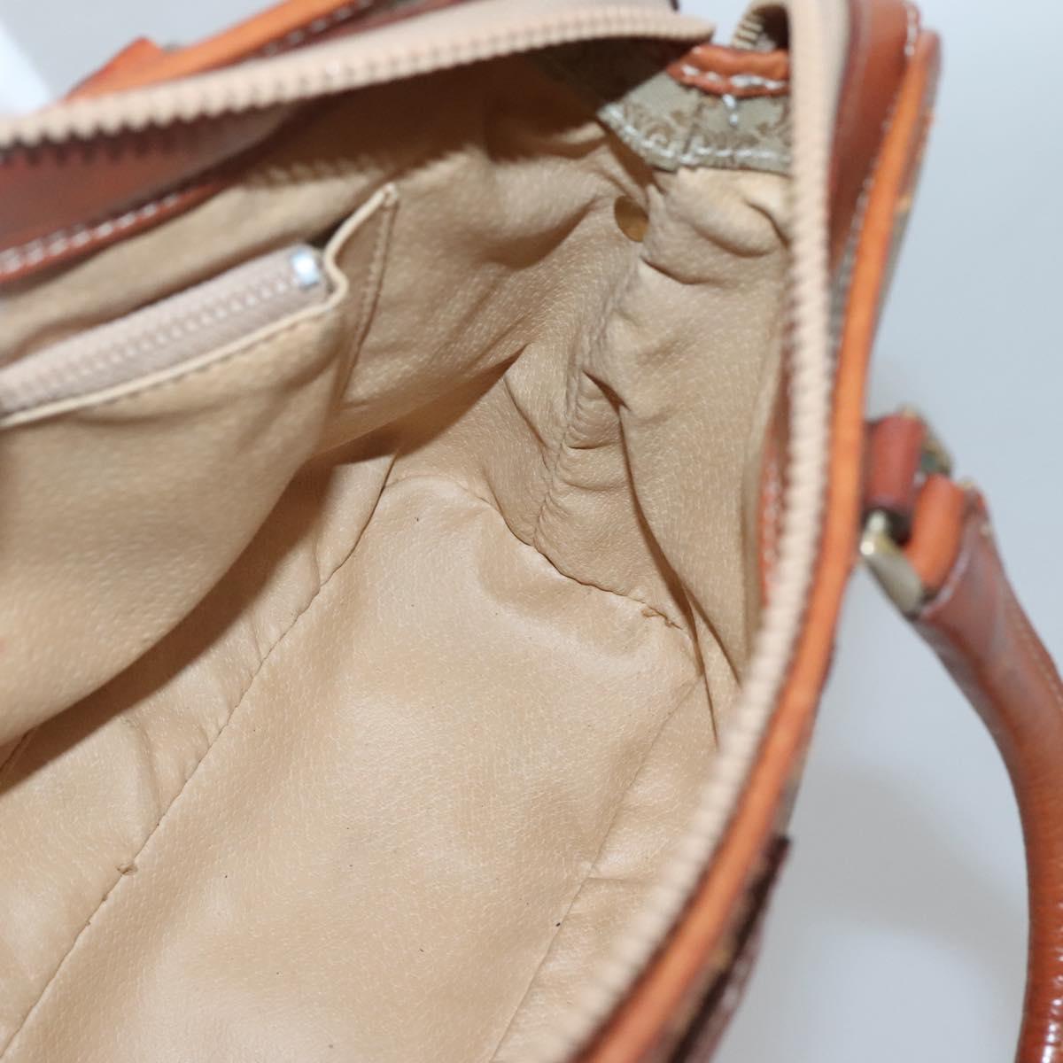 CELINE Macadam Canvas Hand Bag PVC Leather Beige Gold Auth 132516