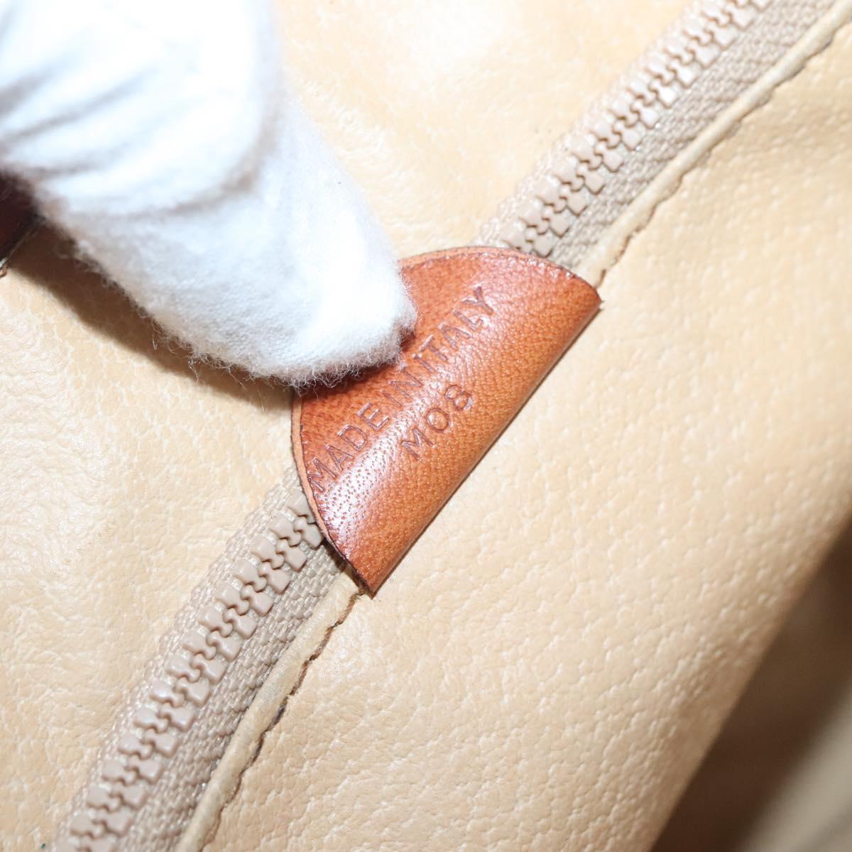 CELINE Macadam Canvas Hand Bag PVC Leather Beige Gold Auth 132516