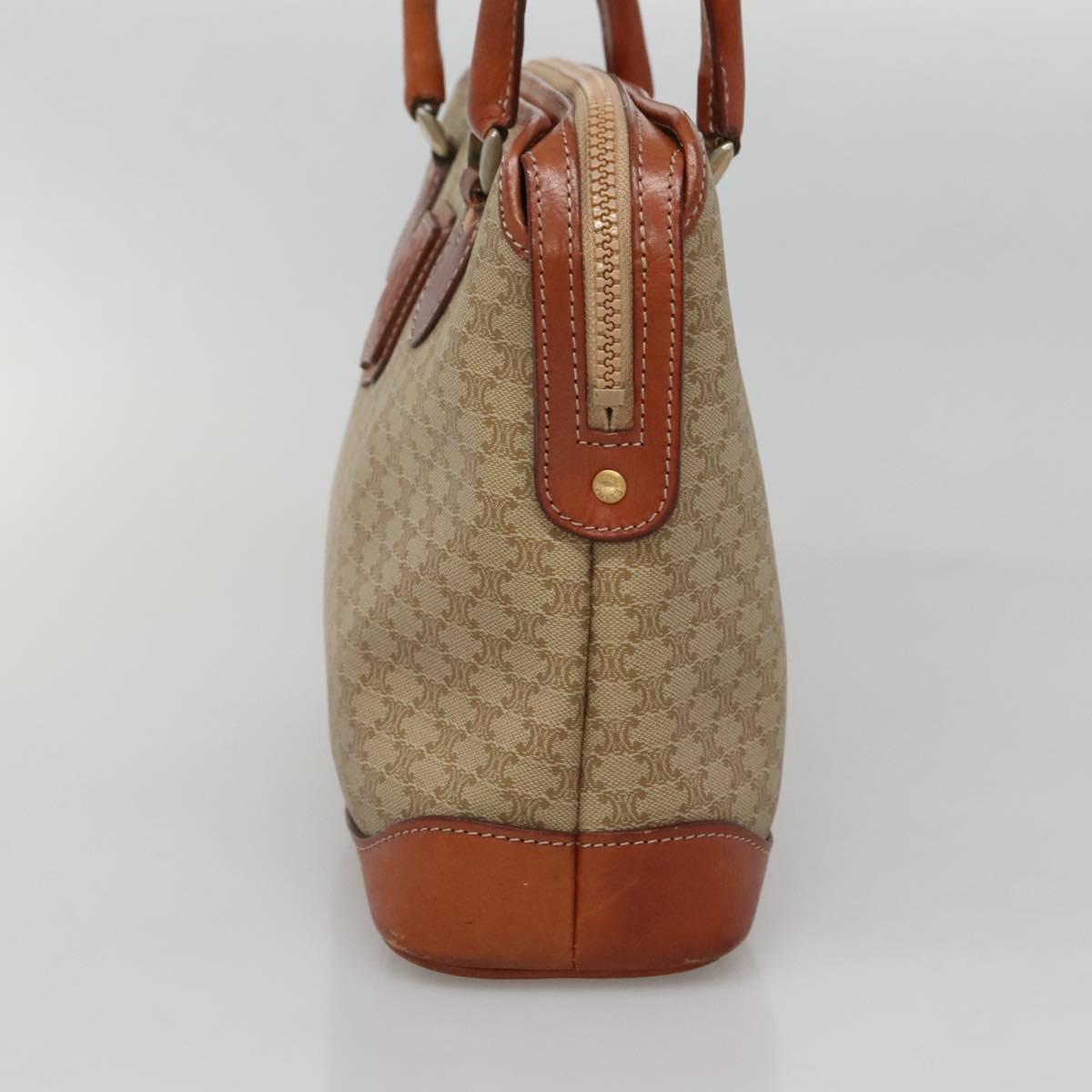 CELINE Macadam Canvas Hand Bag PVC Leather Beige Gold Auth 132516