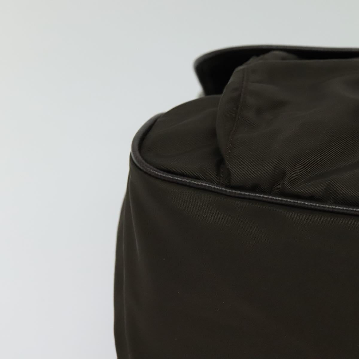 PRADA Shoulder Bag Nylon Khaki Silver Auth 132522