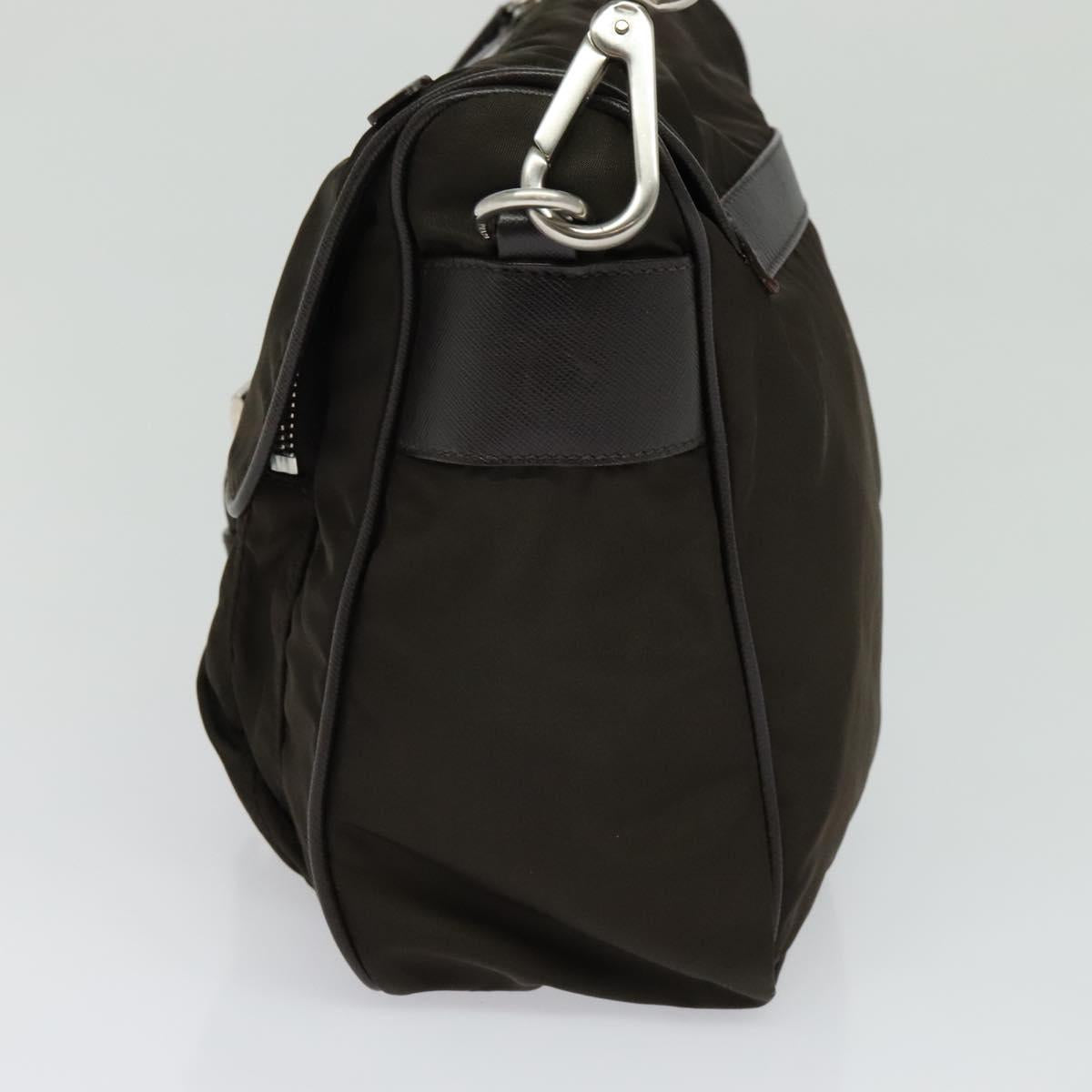 PRADA Shoulder Bag Nylon Khaki Silver Auth 132522