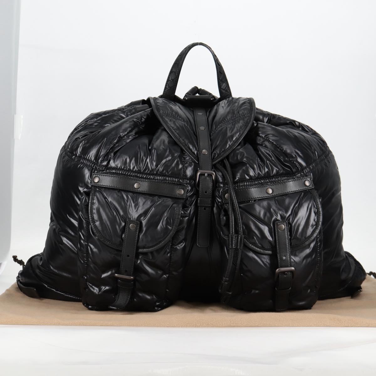BOTTEGA VENETA INTRECCIATO Backpack Nylon Leather Black Auth 132539V