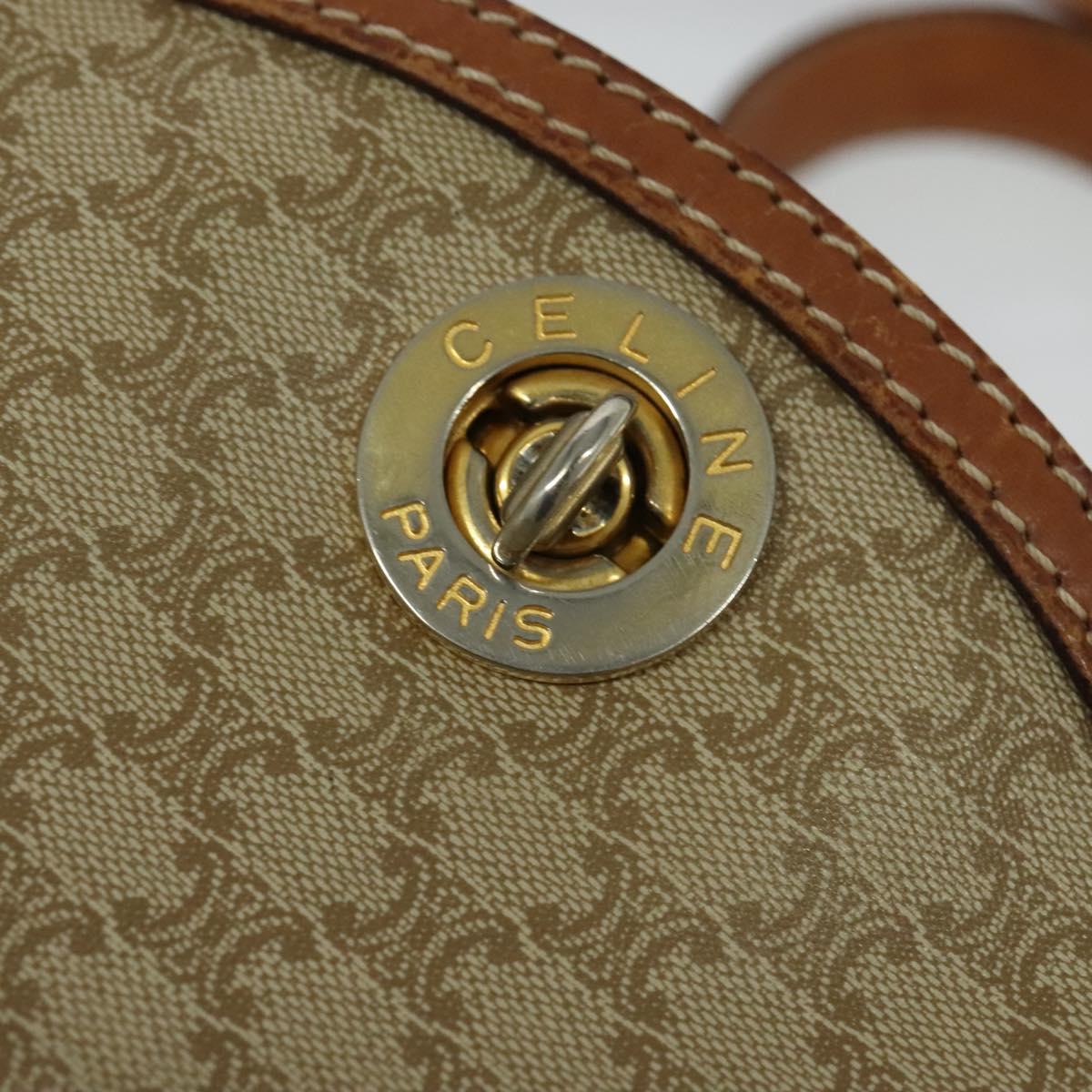 CELINE Macadam Canvas Shoulder Bag PVC Beige Gold Auth 132542