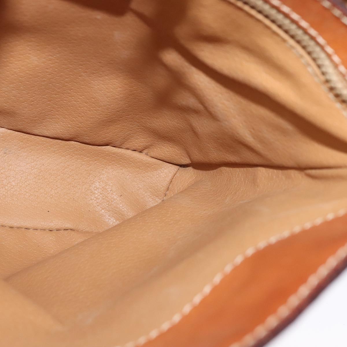 CELINE Macadam Canvas Shoulder Bag PVC Beige Gold Auth 132542