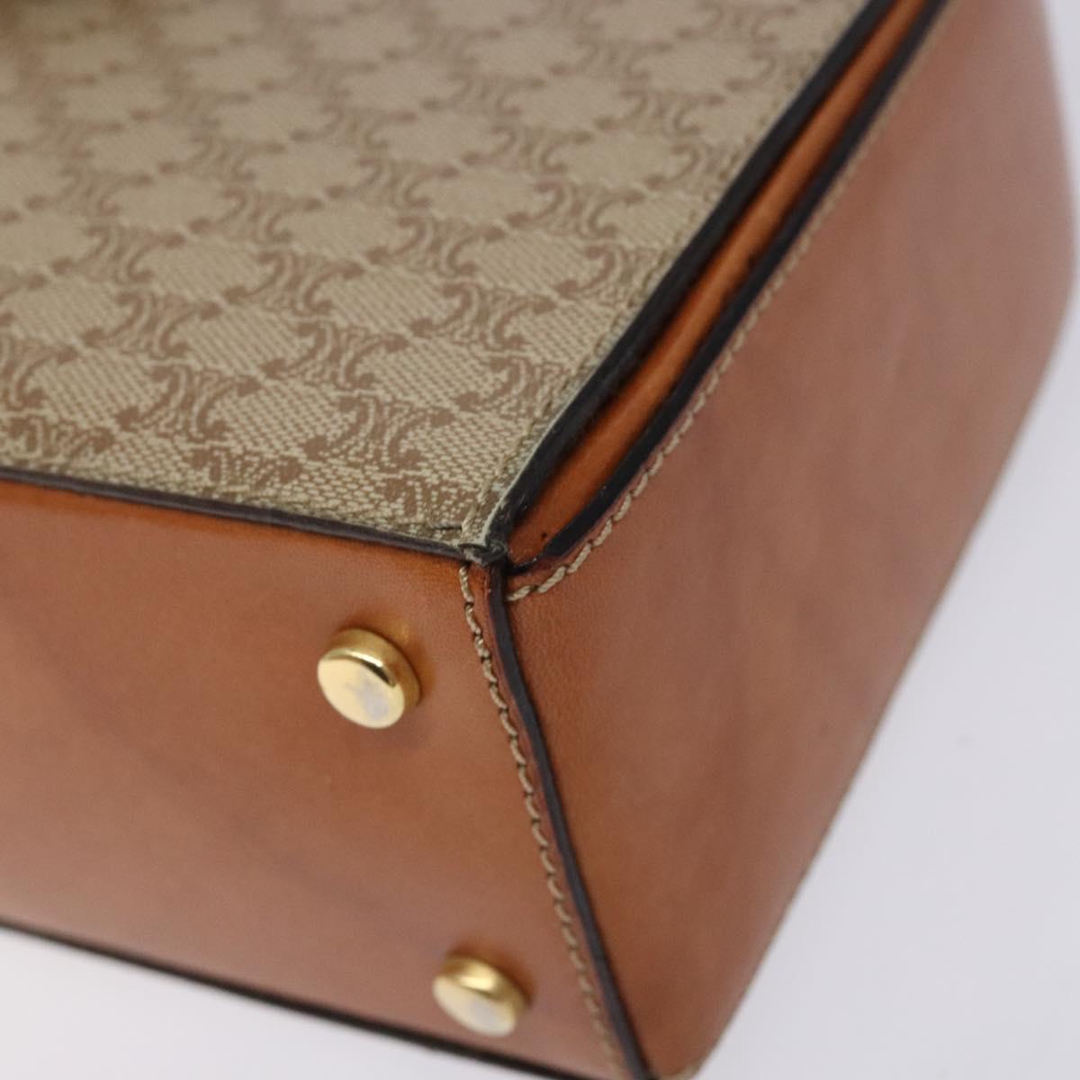 CELINE Macadam Canvas Hand Bag PVC Beige Gold Auth 132543