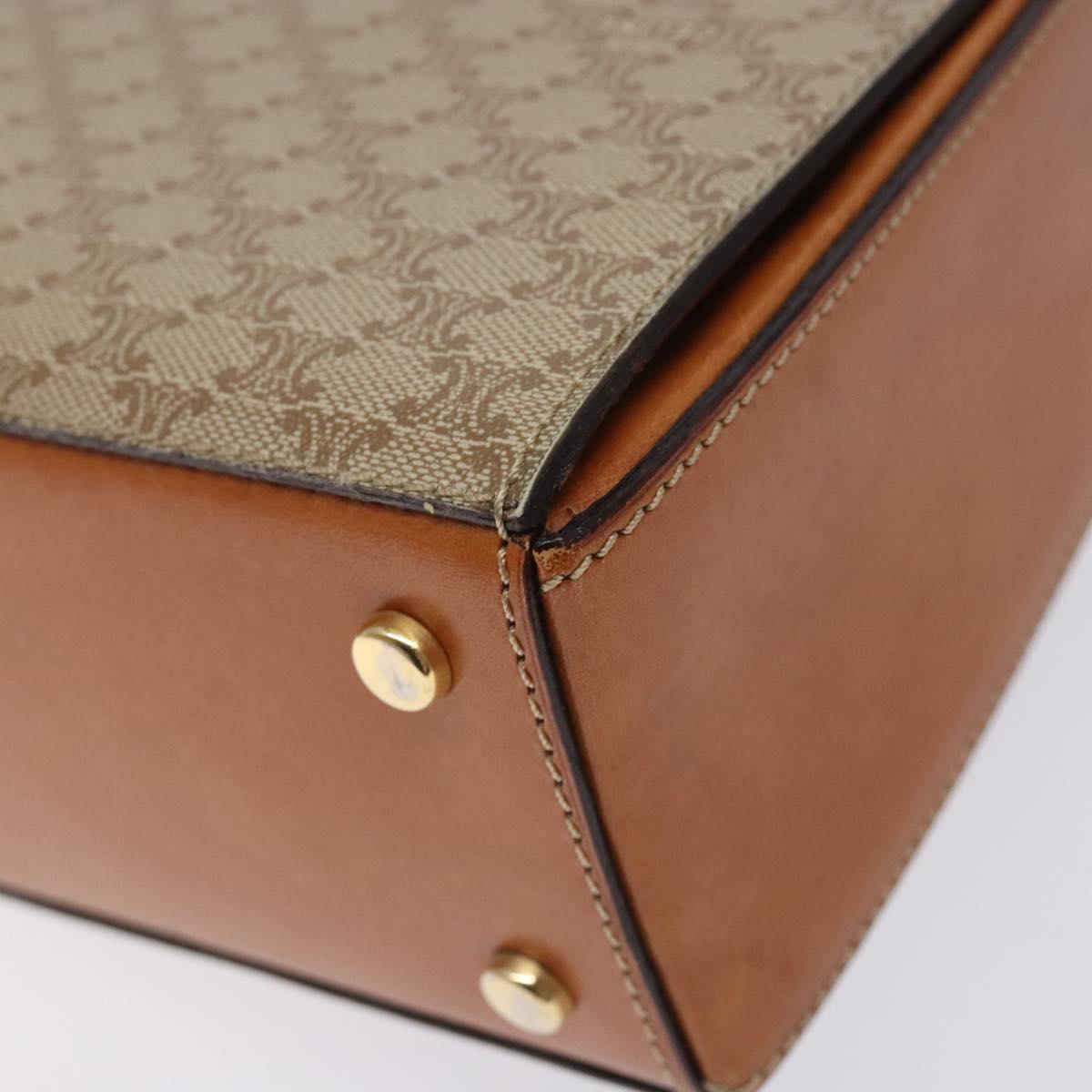 CELINE Macadam Canvas Hand Bag PVC Beige Gold Auth 132543