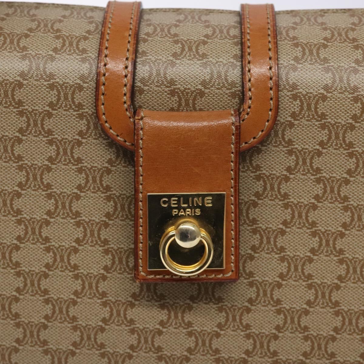 CELINE Macadam Canvas Hand Bag PVC Beige Gold Auth 132543
