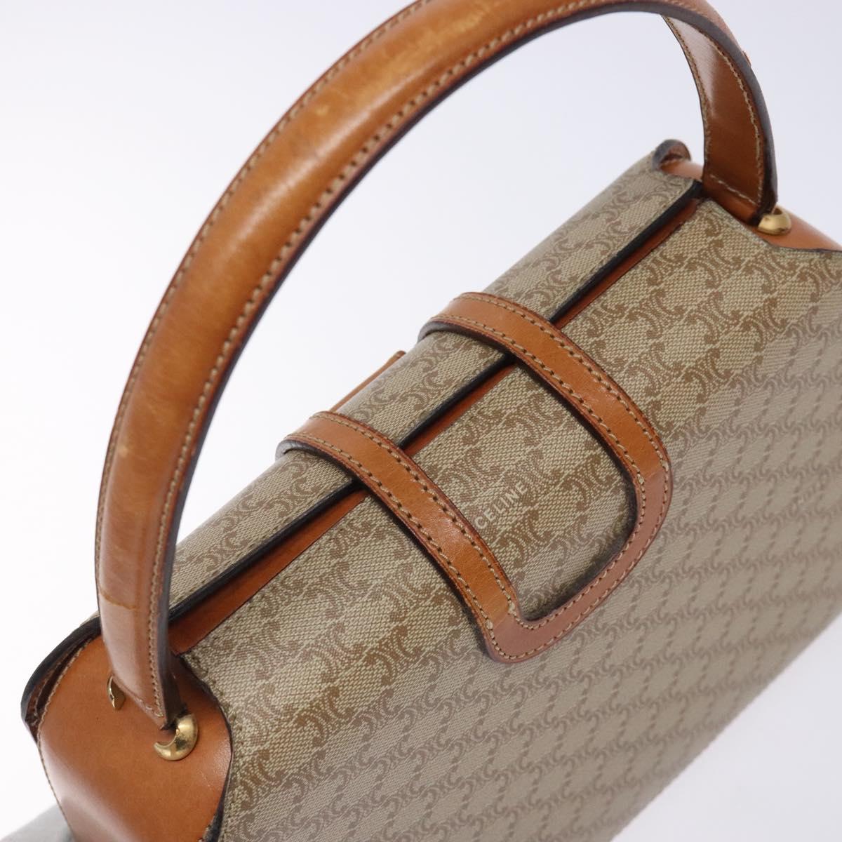 CELINE Macadam Canvas Hand Bag PVC Beige Gold Auth 132543