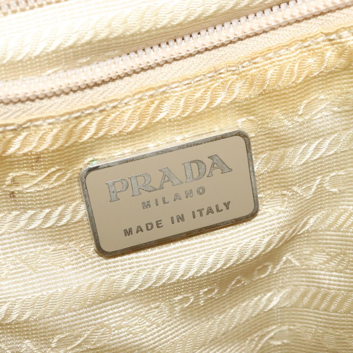 PRADA Backpack Nylon Beige Silver Auth 132544